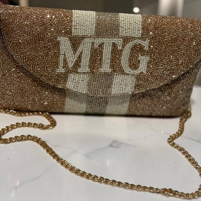 Solid Half Moon Monogram Clutch