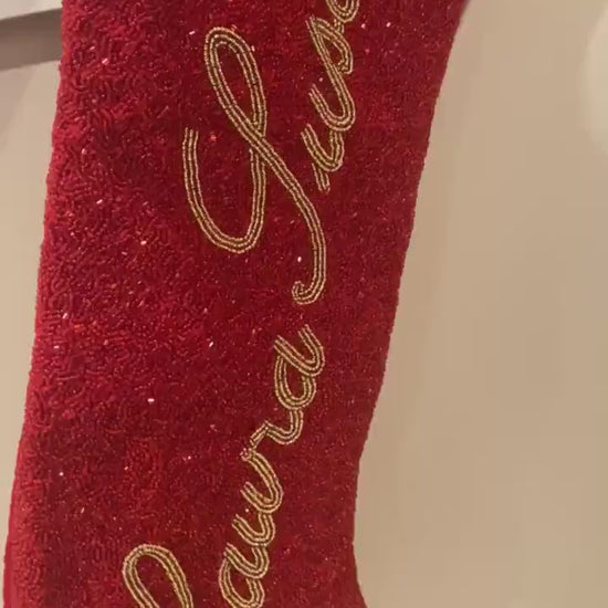 Custom Christmas stocking, beaded personalized, custom name, holiday decor,  Stockings for Home Decoration Family Christmas Gift, new baby