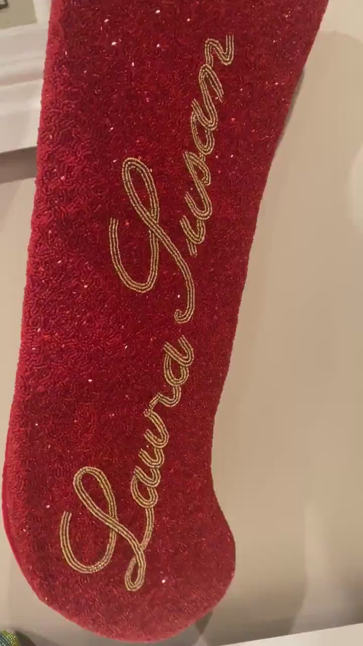 Custom Christmas stocking, beaded personalized, custom name, holiday decor,  Stockings for Home Decoration Family Christmas Gift, new baby