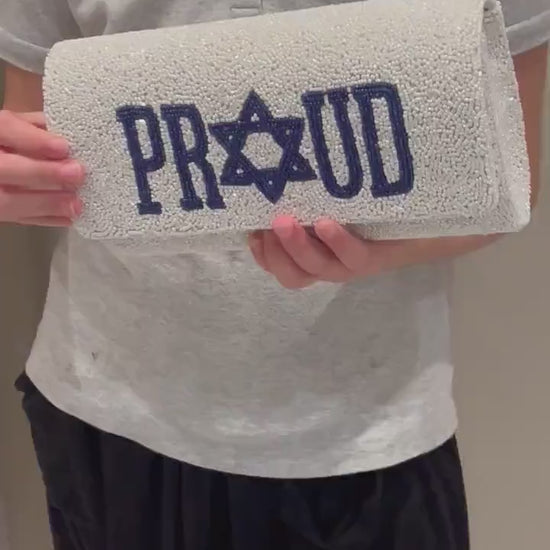 Custom beaded Israel proud jew, flag clutch,Jewish star, am yisrael chai, hostage bring them home bag,pride,  gift, stand United with Israel