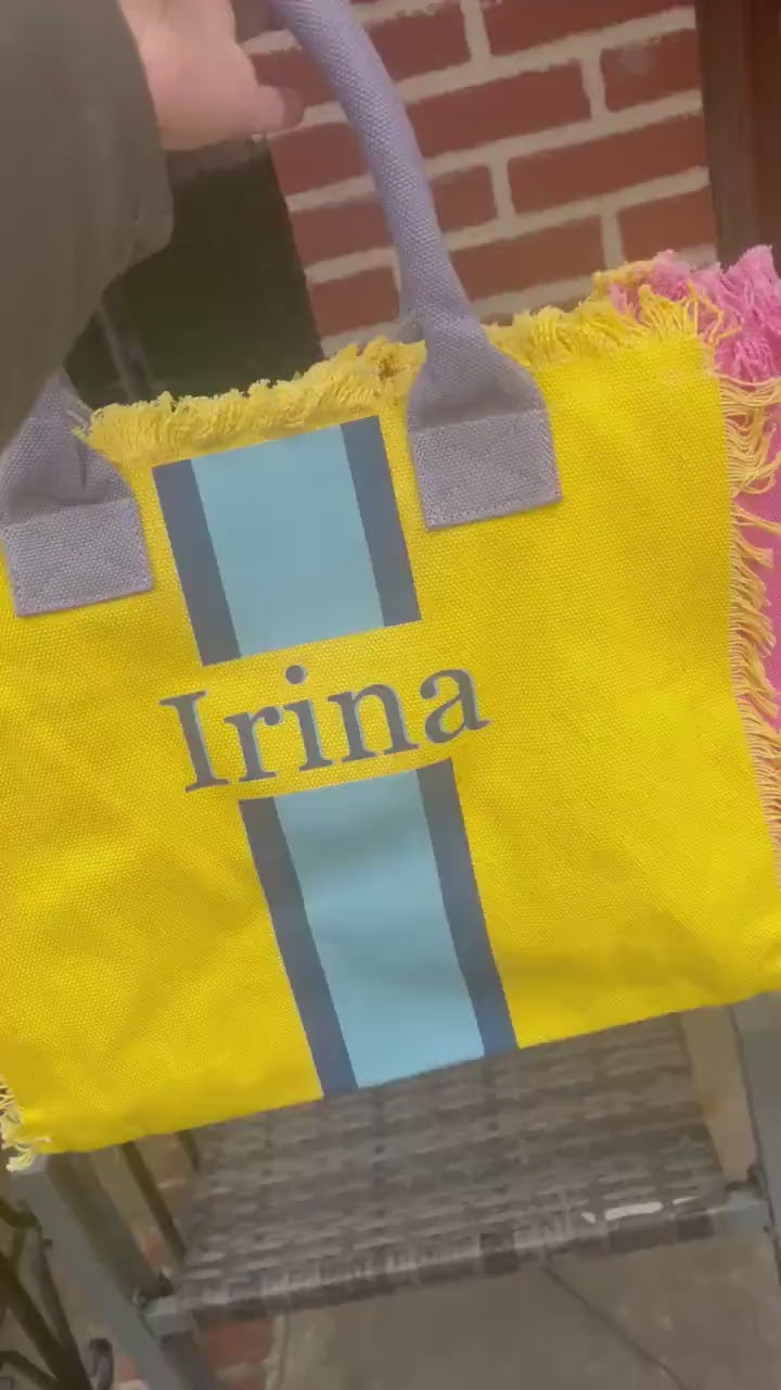 Custom canvas summer beach tote bag, teens, tweens birthday gift, monogram personalized handbags shoulder bag, Bridesmaid gift,