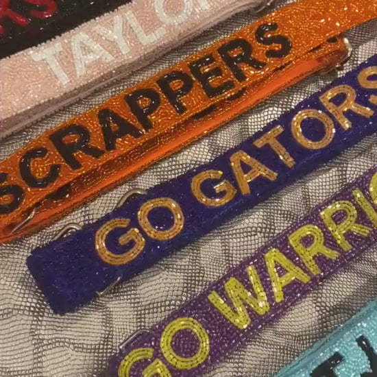 Custom beaded college team merch, sorority adjustable bag strap crossbody shoulder, stadium purse game day gift, clutch strap,personalized
