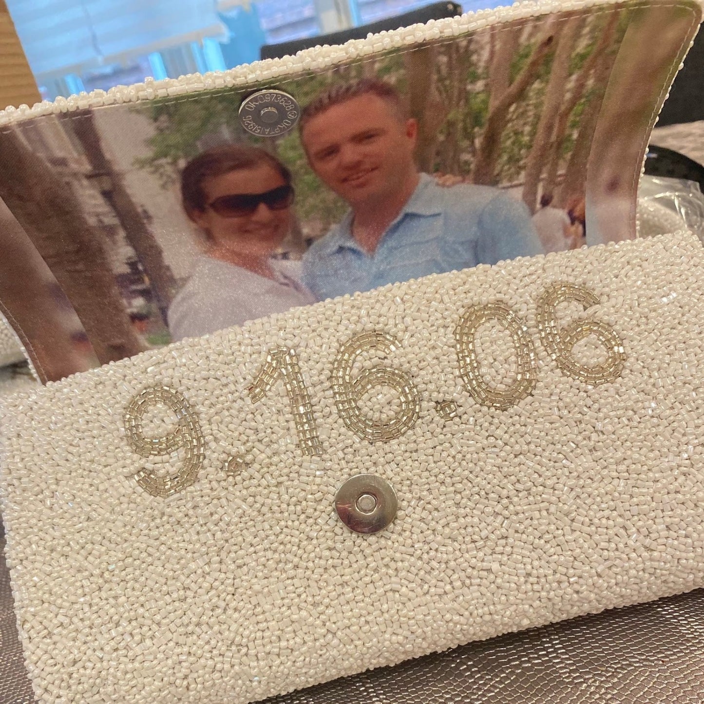 Custom Beaded Clutch with Photo - clutchhitz